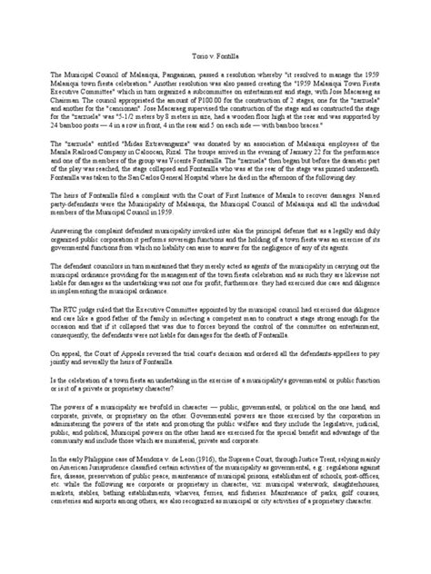 Case Digest: LAUDENCIO TORIO v. FONTANILLA .